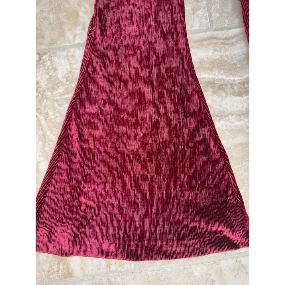 Free People So Charming Cranberry Velvet High Waisted Flare Leg Pants Size XS - Picture 5 of 10